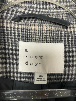 a new day Gray Plaid Long Trench Winter Coat Size XL thumbnail 3
