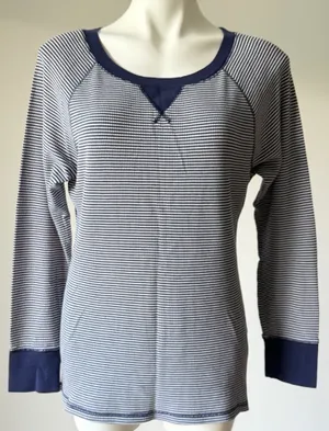 Old Navy Classic Y2K Micro Striped Thermal Top thumbnail 1