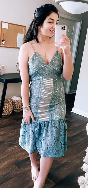 Romeo + Juliet Couture NWT Muted Blue Dusty Sage Lace Midi Dress thumbnail 1