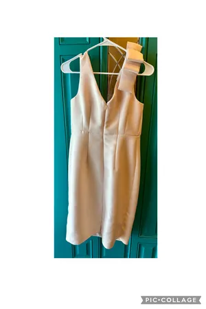 ASOS Structured Bow Shoulder Mini Dress Pale Blush Pink Cocktail Size 6 thumbnail 9