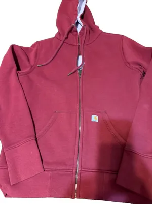 Carhartt Full Zip Hoodie Sweatshirt Women's Medium Red Workwear Outdoors thumbnail 1