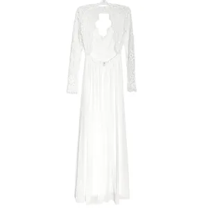 Lulus White Lace Boho Maxi Dress Small Wedding Bridal Cottagecore Romantic Flowy thumbnail 2