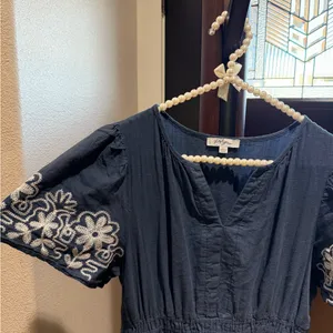 Polagram Navy Maxi Dress with White Embroidery thumbnail 2