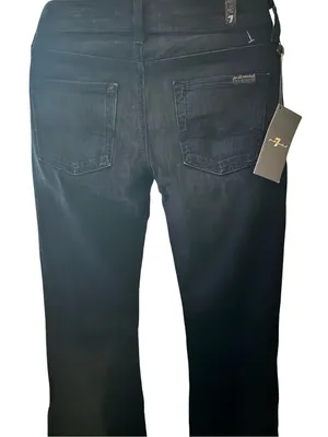 Y2K 7 For All Mankind Dark Black Wide-Leg Flare Jeans NWT thumbnail 4