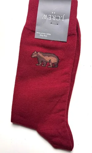 J.Crew Men's Bear Theme Graphic Design Trouser Socks OS thumbnail 1