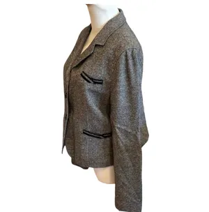 The Limited Tweed Wool Blazer Coat Black Brown M 8 10 Retro Preppy Menswear thumbnail 3