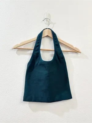 Vuori Simplicity Halter Ribbed Top in Beryl Size XS thumbnail 2