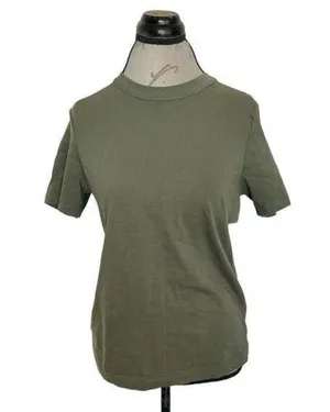 Wear Wrecklessly Short Sleeve Blouse Green Organic Cotton Vintage Crew Sz Medium thumbnail 1
