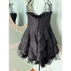 CAMILLE LA VIE Black short puff‎ y toille sequin prom dress formal 10 thumbnail 3
