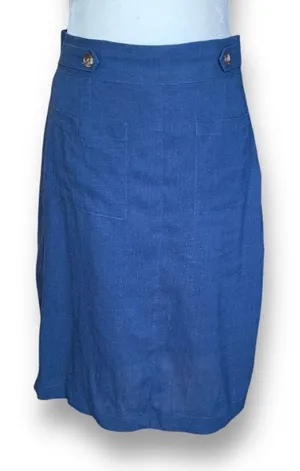 ModCloth Skirt Navy Blue Patch Pocket Straight Knee Length Pencil‎ Nautical Prep thumbnail 1