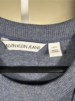 X155. Calvin Klein Dark Blue Ribbed Racerback Maxi Dress thumbnail 3