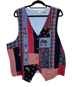 Vintage Victoria Jones Patchwork Embroidered‎ Quilted Teacher Vest Cottagecore thumbnail 1