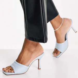 Nwot Asos Square Toe Heeled Sandals Baby Blue Us8 thumbnail 1