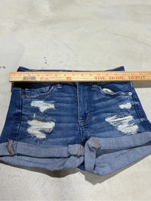 American Eagle hi-rise shortie Distressed Roll-Cuff Women's Denim Shorts 2 thumbnail 2
