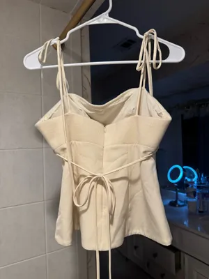 LENA Ivory Suede Skirt Set Tan thumbnail 4