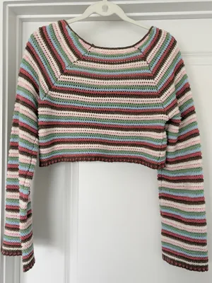 Altar'd State Layla Crochet Striped Cropped Top thumbnail 2