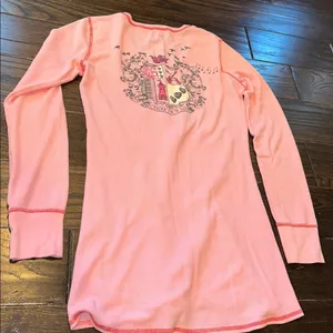 PINK VICTORIAS SECRET Long Sleeve sleep shirt size medium Y2K Bella Swan thumbnail 5