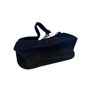 SHEIN Black Corduroy Small Shoulder Bag with Plastic Chain Accent thumbnail 5