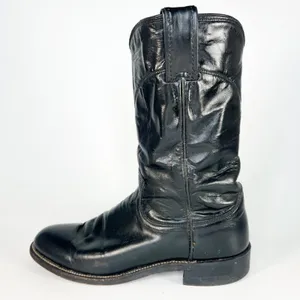 Justin Boots Original Roper Black Leather Western Cowboy Boots Women 6 thumbnail 7