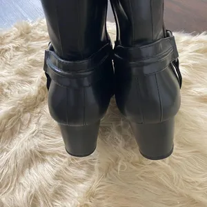 Torrid Black Harness Wedge Bootie / Mid Calf Biker Grunge Boots US 7.5 WW Wide thumbnail 6