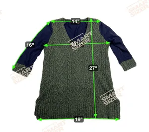 Pilcro and the Letterpress Dually Clad Wool Cable Knit Sweater Green/Navy Size L thumbnail 6