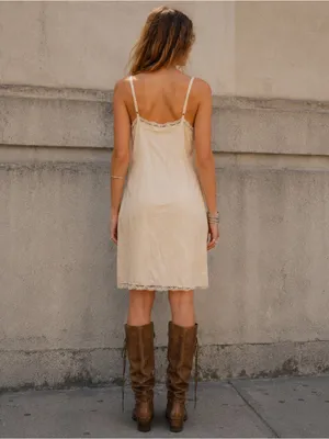Vintage 50s 60s Charmode Sears Cream Lace Embroidered Nylon Slip Dress M USA thumbnail 3