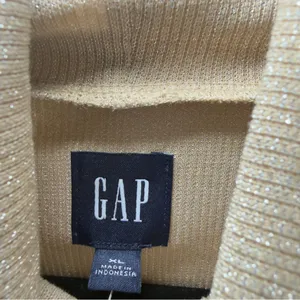 Gap XL Ribbed Metallic Beige‎ Shimmer Turtleneck Quiet Luxury 90s Minimalist thumbnail 6