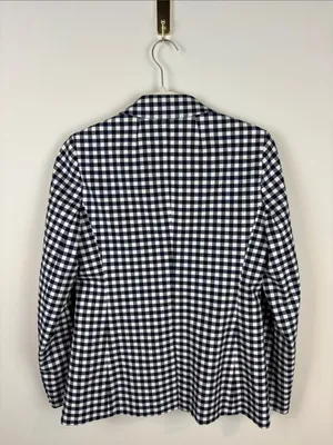 J. Crew Parke Gingham Blazer Women’s 2 Cotton Single Button Navy White thumbnail 7