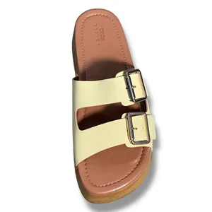 ASOS DESIGN Pale Yellow Flatform Open Toe Clogs Double‎ Buckle Detail Size 7 New thumbnail 2