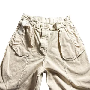 Zara Cream Pleated Barrel Leg Trousers Cotton Blend Size M thumbnail 5