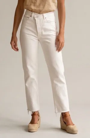 Abercrombie & Fitch 90’s Straight Cream High-Rise Crossover Jeans thumbnail 1