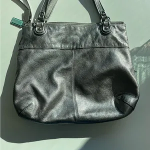 Coach Silver Camelia Distressed Leather Shoulder Bag thumbnail 2