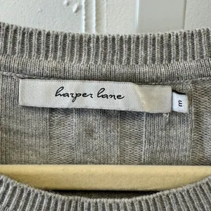 Harper Lane Heather Gray Fringed Textured Knit Crew Neck Sweater‎ Medium thumbnail 6