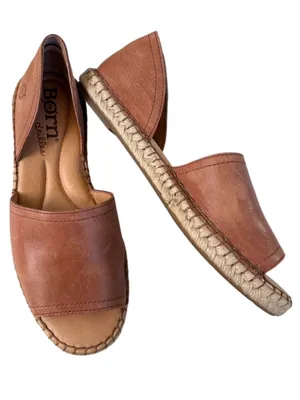 EUC Born Leather Espadrille Sandals Brown Size 7 thumbnail 1