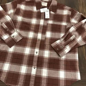Abercrombie & Fitch Women Soft AF Oversized Flannel Shirt Plaid L Chore Ranch thumbnail 1