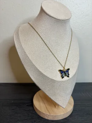 Handmade Gold/Blue Butterfly Necklace thumbnail 2