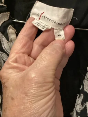 Anthropologie Black Top with White Leaf Embroidery thumbnail 2