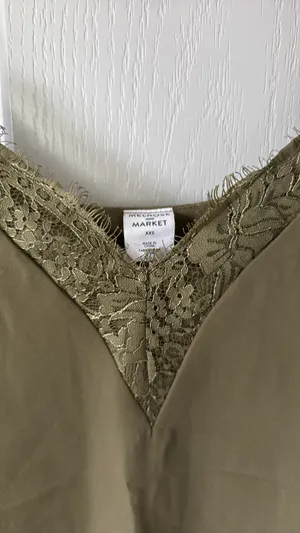 Melrose and Market Green Satin Lace Cami Tank thumbnail 3