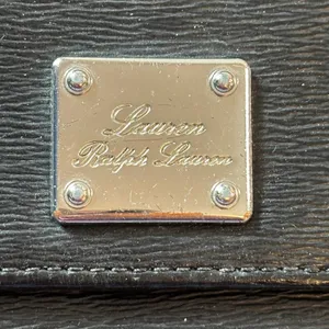 Lauren Ralph Lauren Black Textured Leather Chain Crossbody‎ Wallet Bag Silver thumbnail 2
