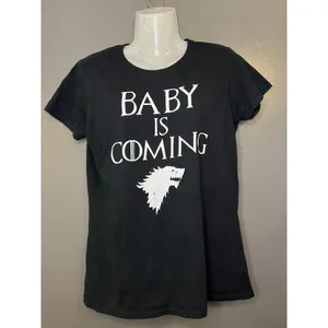 Game Of Thrones Baby Is Coming Graphic Tee Gildan Shirt Womens Medium Black thumbnail 2