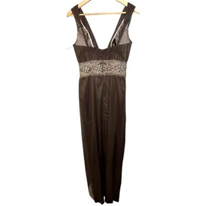 NWT Mandalay Brown Silk Beaded Embellished Maxi Long Gown Evening Dress Size 4 thumbnail 5