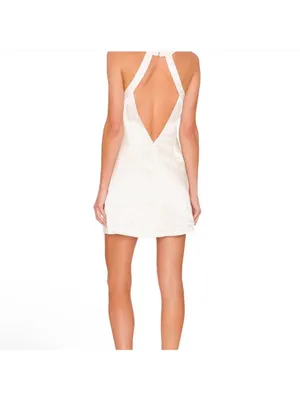NWT For Love and Lemons Lucy White Satin Open Back Mini Dress size M thumbnail 5