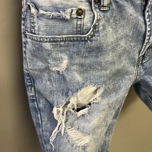 American Eagle Light Wash Distressed Faded Flex Skinny Jean Shorts- Size 34 thumbnail 5