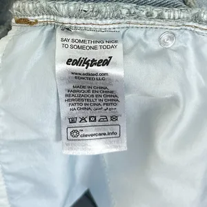 EDIKTED Chiara Low Rise Denim Miniskirt in Light-Blue Size Small thumbnail 6