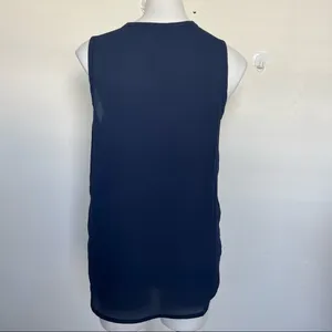 𝅺Love FIRE office career lace tank top MEDIUM navy blue NWOT thumbnail 5