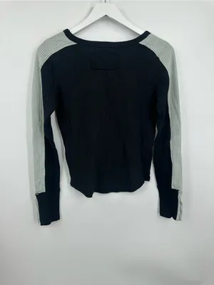 We The Free Tasha Black Thermal Long Sleeve Shirt Size Small Boho thumbnail 6