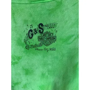 Vintage Harley Davidson Chicks Rule Lime Green Tie Dye Baby Tee thumbnail 5