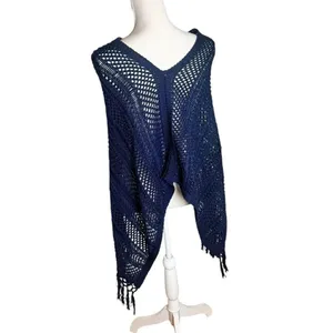 Lily Pulitzer 100% Cotton Viala Sweater Wrap, One Size, Navy thumbnail 4