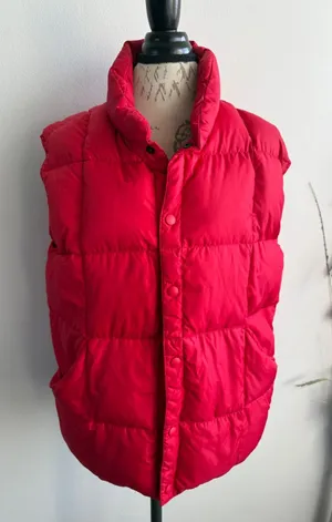 Lands End Red Goose Down Puffer Vest Women Medium 38-40‎ Quilted Insulated Shell thumbnail 1