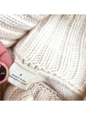 Anthropologie Moth Cream Cowl Oversized Wool Blend Ribbed Sweater Size Small thumbnail 6